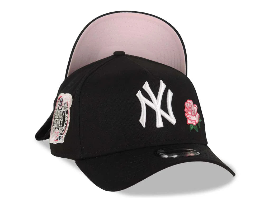 New Era Yankees 9FORTY A-Frame Cap Black – White Logo, Rose Detail, 2000 Subway Series Patch, Pink Undervisor