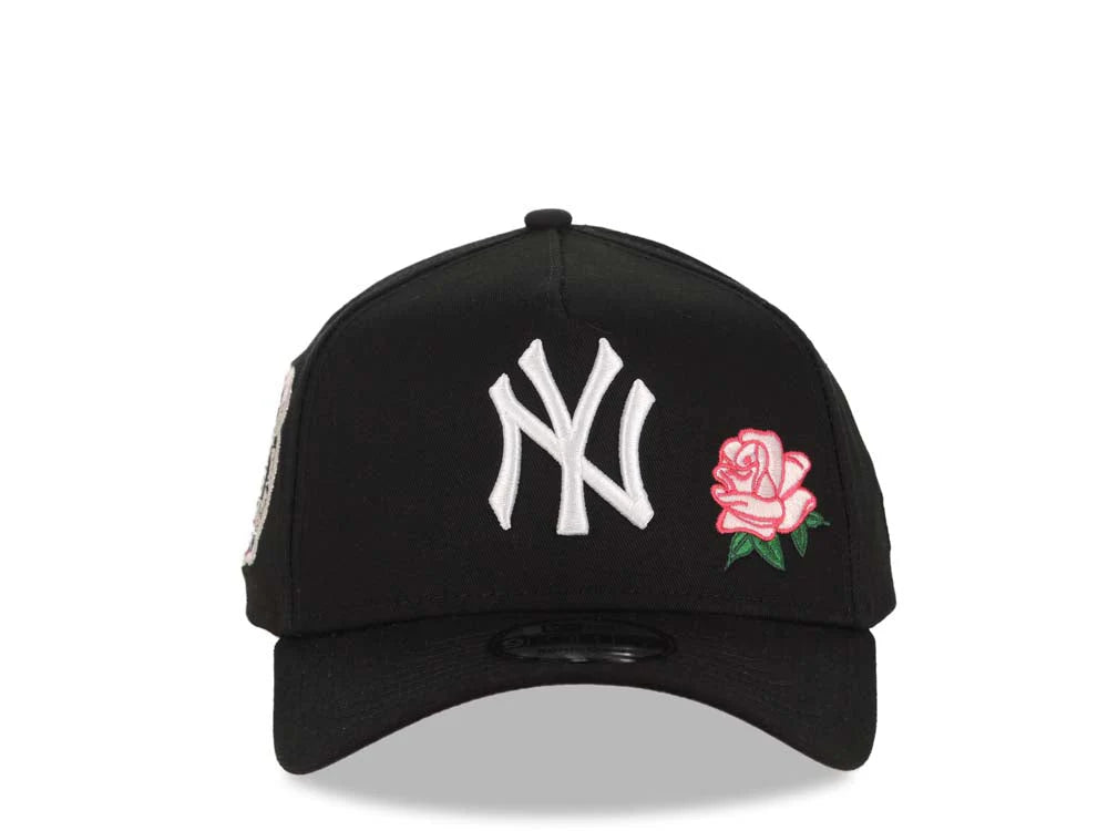 New Era Yankees 9FORTY A-Frame Cap Black – White Logo, Rose Detail, 2000 Subway Series Patch, Pink Undervisor