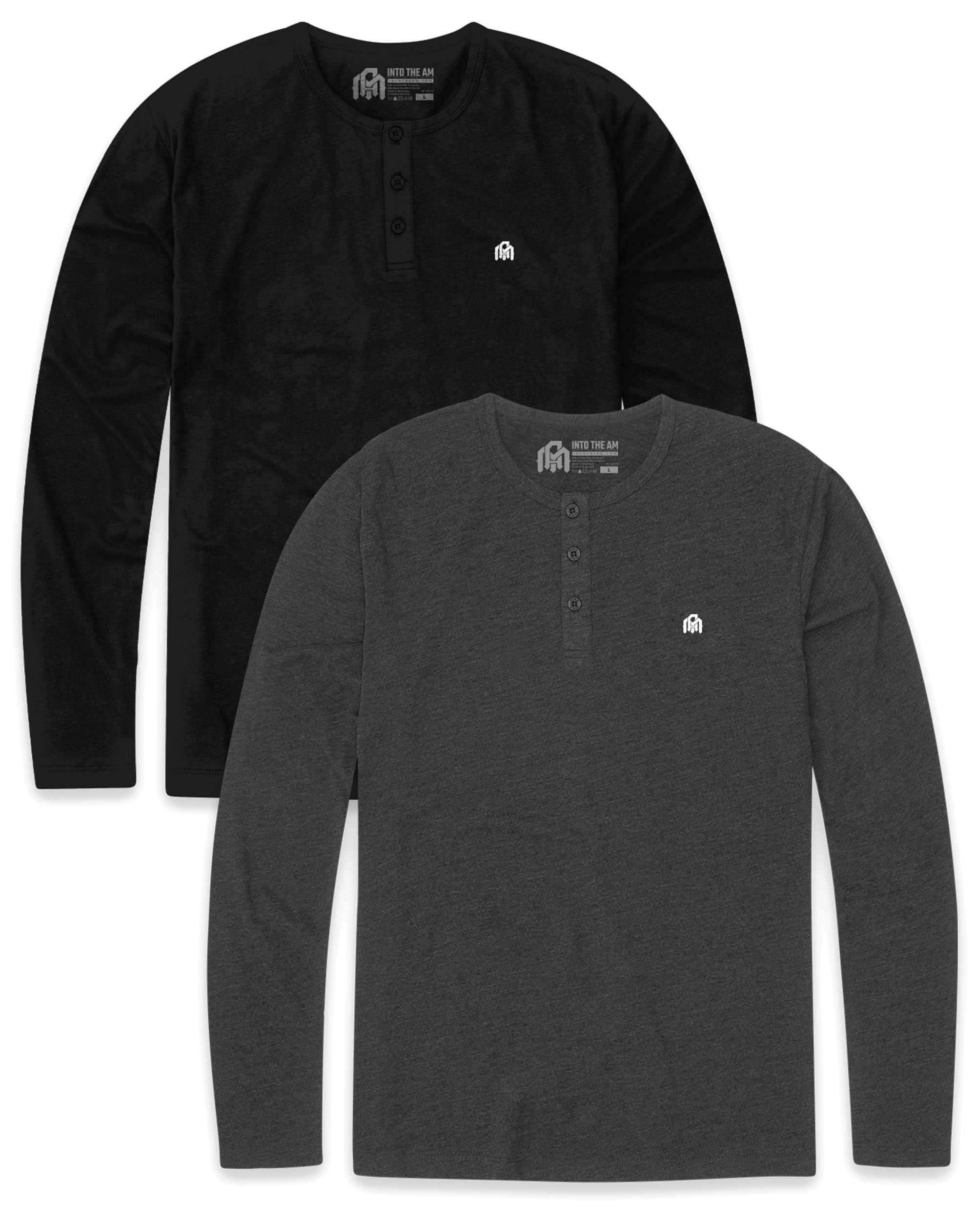 2 Pack Long Sleeve Henley Tee - Branded