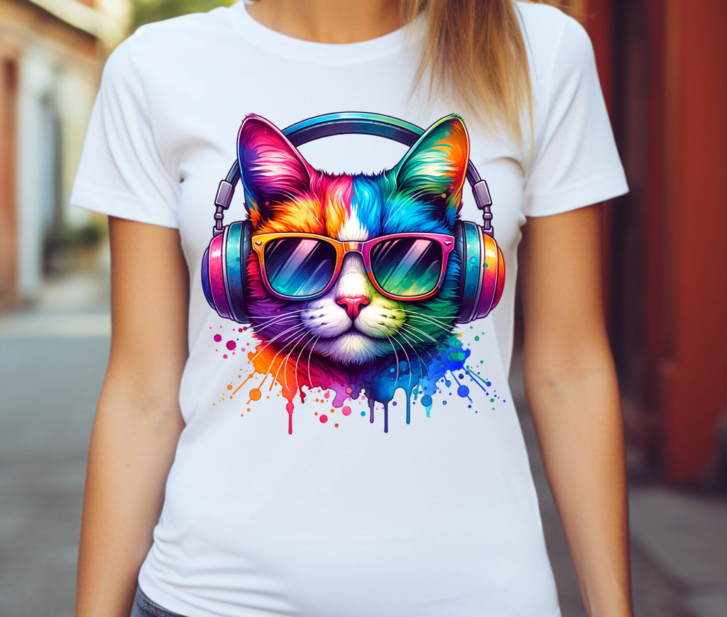 Colorful Cat PNG Sublimation Design
