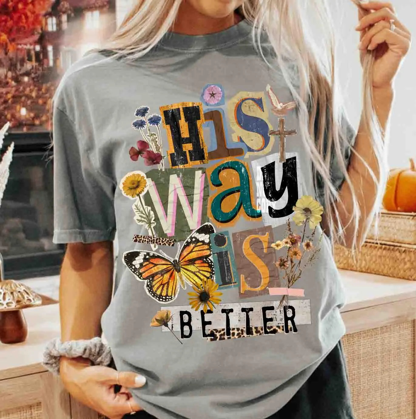 Floral “His Way Is Better” Christian PNG