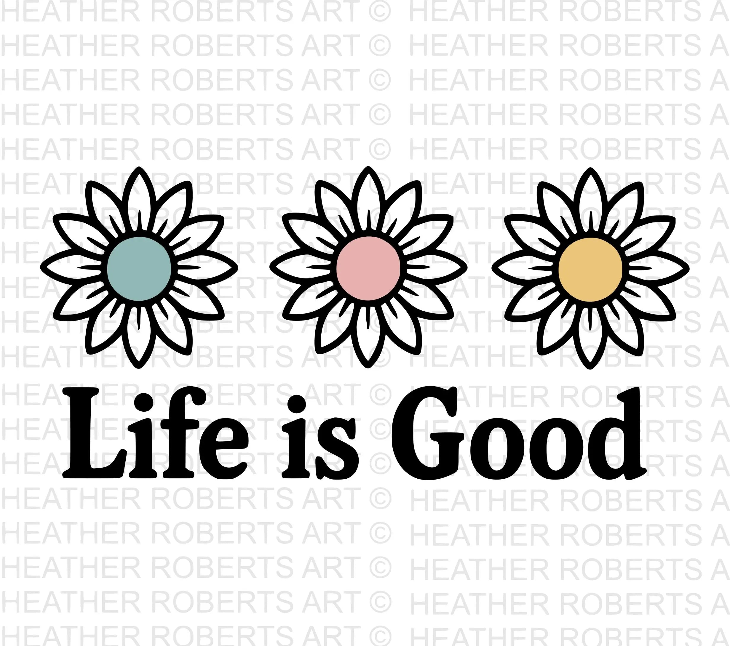 Life Is Good Preppy Daisy PNG & Digital Graphics