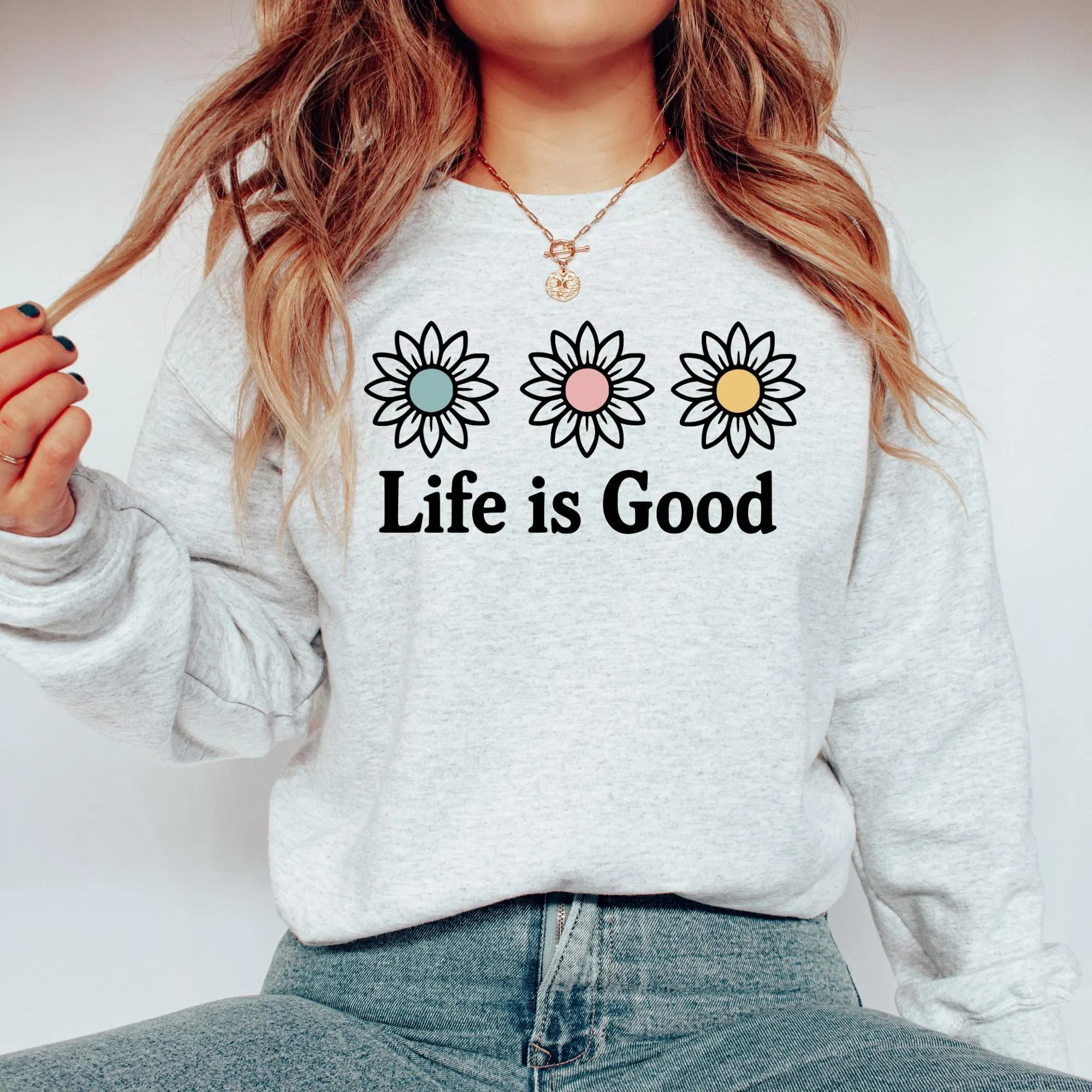 Life Is Good Preppy Daisy PNG & Digital Graphics
