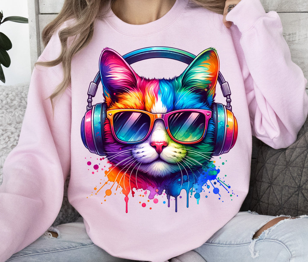 Colorful Cat PNG Sublimation Design