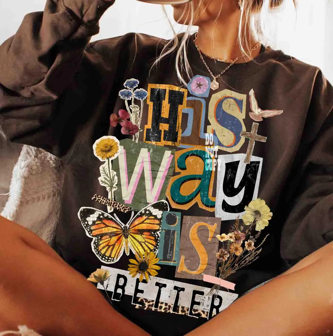 Floral “His Way Is Better” Christian PNG