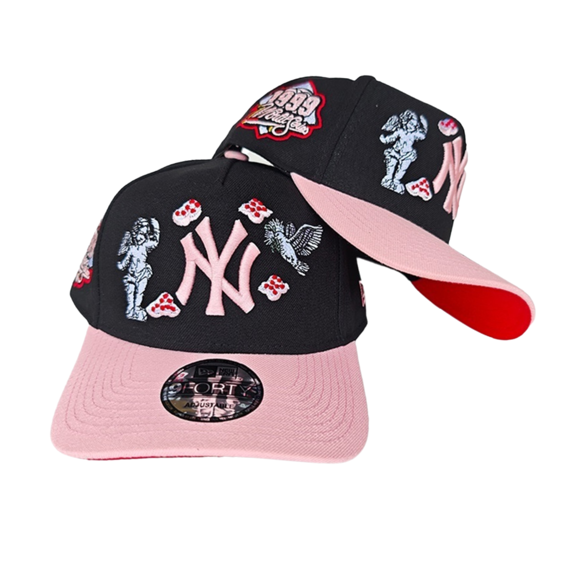 New Era Yankees World Series Cap 9FORTY – Black & Pink Adjustable Hat with Unique Embroider