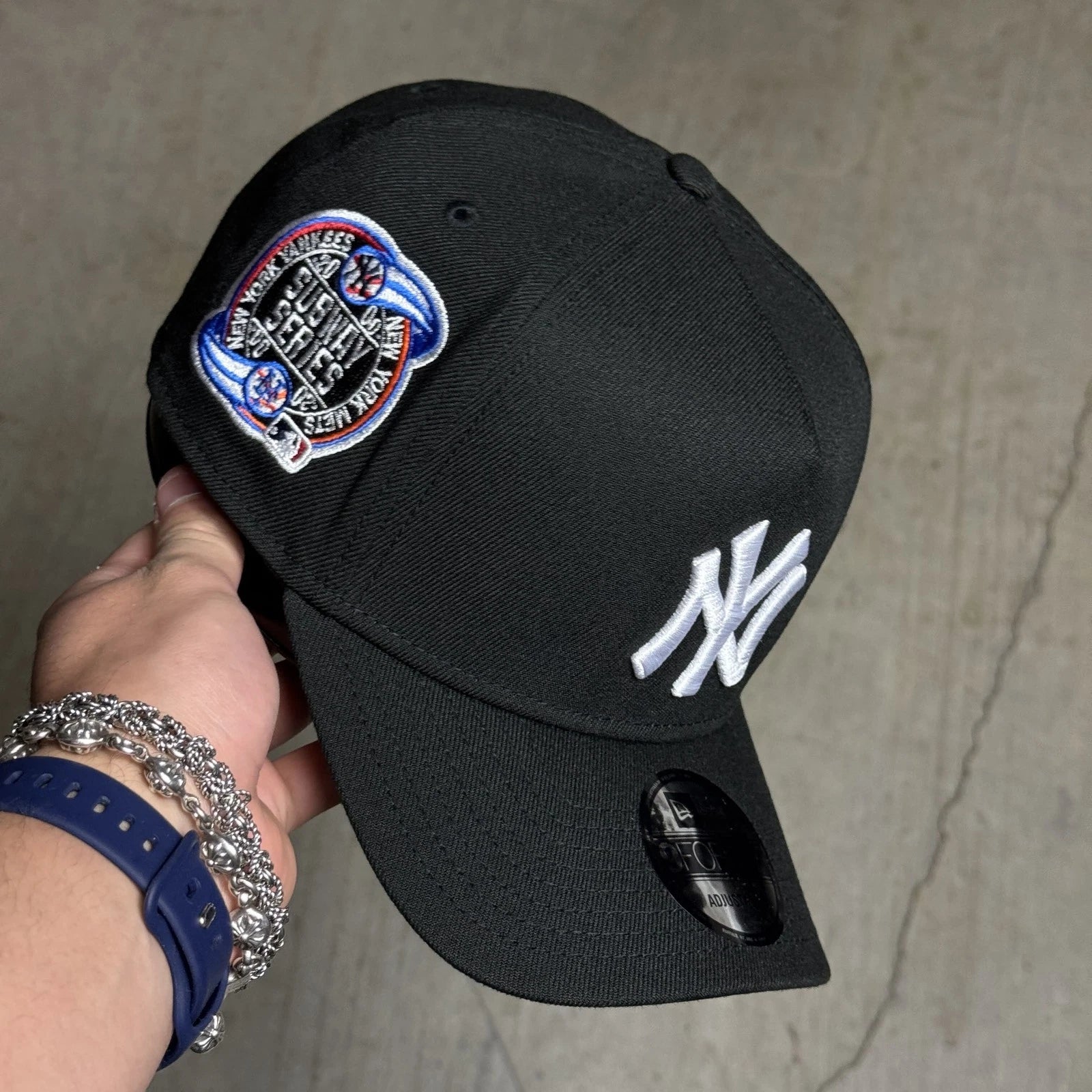 Black New York Yankees Subway Series Adjustable 9Forty A-Frame New Era Cap Hat D